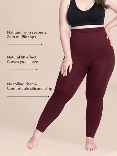 Image of SHAPERMINT High Waisted Tummy Control Compression Leggings for Women - Petite to Plus Size Womens Leggings Non See Through