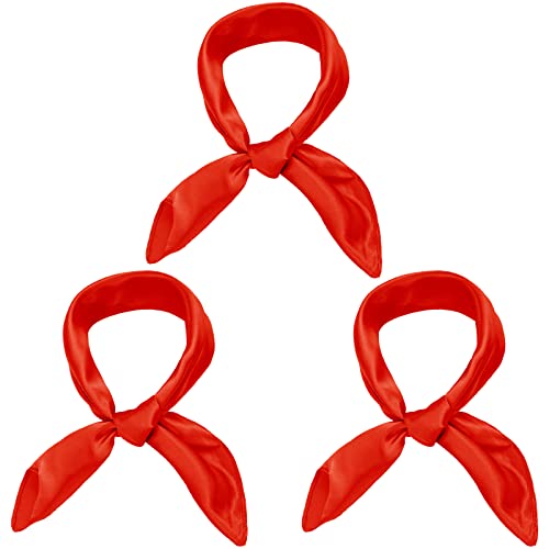 Geyoga 3 Pieces Neck Scarf for Women 23 Inch Satin Square Solid Head Scarves Neckerchief Handbag Accessories