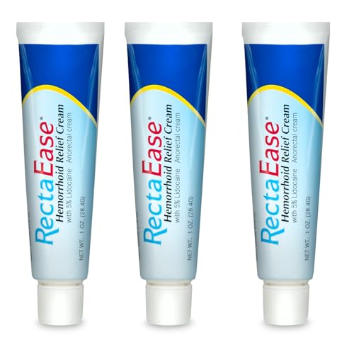 Globe RectaEase 5% Lidocaine (3 Pack) Hemorrhoid Relief Cream 1 oz Tube, Anorectal Cream, Rapid Numbing Relief, Hemorrhoid Treatment from Itch and Burn