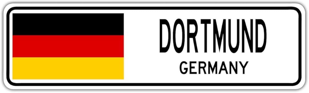 Dortmund, Germany Street Sign German Flag City Country Road Wall Gift Street Sign 4x16 inches