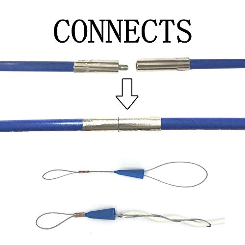 Ezitown Fiberglass Fish Tape Kit Connectable Cable Puller Diameter 5Mm 33 Ft Connector Thread M4 Pull Push Electrical Wire Rods With Hook And Eye #TOP3