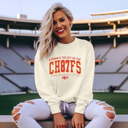 KNEYATTA Game Day Sweatshirt Women Football Sweatshirt Football Fan Long Sleeve Crewneck Casual Tops4