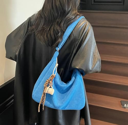 Slouchy Suede Hobo Bags Women Satchels Underarm Shoulder Bag Crescent Crossbody Purses Travel College Tote Handbag 20252