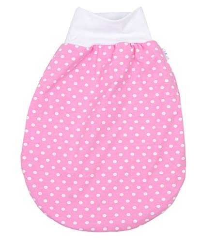 LilakindBaby kinderen romperzak zomer winter slaapzak inbakeren jersey roze wit stippen maat S-XXL - Made in Germany
