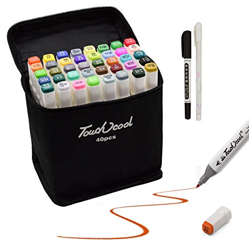 Gucheng 40 Farbige Stift Fettige Mark Farben Marker Set,Twin Tip Textmarker Graffiti Pens für Sketch Marker Stifte Set für Studenten Manga Kunstler Design Schule Drawing Sketch (40 Weiß)