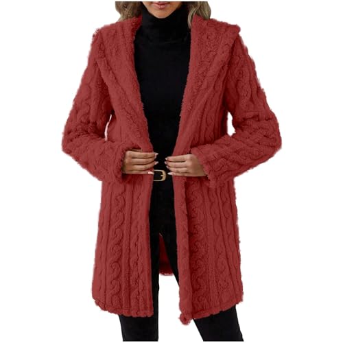 Vneck Jacket for Women Winter Fall Long Sleeve Loose Fit Warm Fuzzy Hooded Cardigan Jacket Hoods Outfit Women 2025