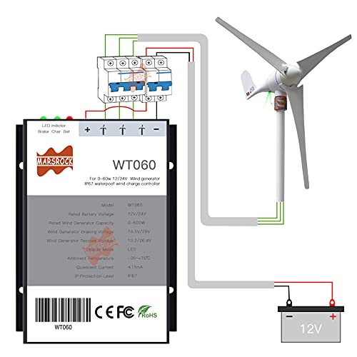 Marsrock 400Watt 500Watt 600Watt Wind Turbine Generator Controller IP67 Waterproof 12V/24V Automatic Controller AC to DC
