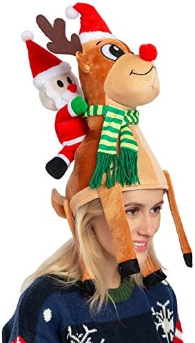 JOYIN Christmas Reindeer Hat Santa Riding a Reindeer for Cute and Festive Christmas Party Dress Up Celebrations, Decorations, Costume Accessories