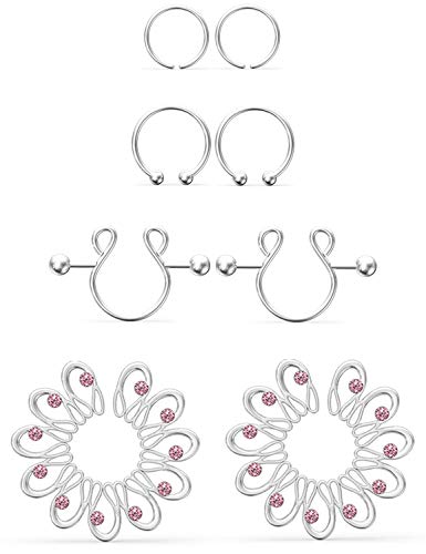 Jenxnjsjo Fake Nipple Rings Fake Nipple Piercing Fake Nipple Ring Nipple Jewelry Non Piercing Fake Nipple Piercings Fake Nipples Nipple Rings Non Piercing Faux Nipple Ring Clip On Nipple Rings Women