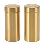 Urhomy ゴールド調味料ボトル スパイスボトル 調味瓶 ステンレス 漏れ防止 調味料入れ 砂糖 塩 容器 保存容器 粉末調味料ボトル 調味料缶 スパイス収納ボックス 家庭 キッチン用 キャンプ 料理用