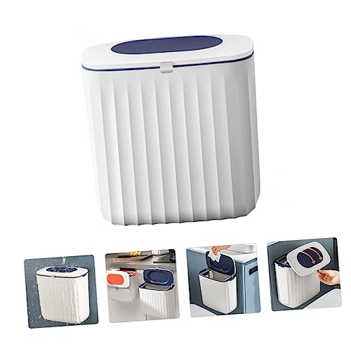 Caneca de basura de pared Alipis 8L con tapa azul miniatura 5