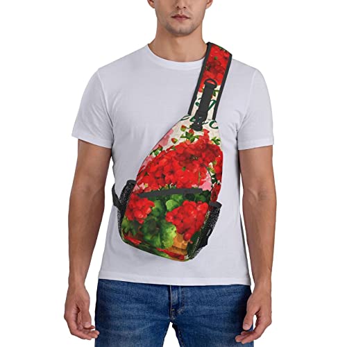 Sac de poitrine ergonomique Red Geraniums avec sangle confort