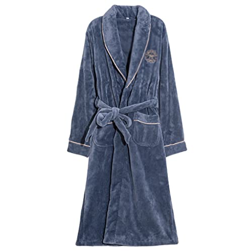 Men Flannel Robe Kimono Bathrobe Gown Winter Warm Sleepwear Nightgown Thick Nightwear Home Clothes(XL Code)