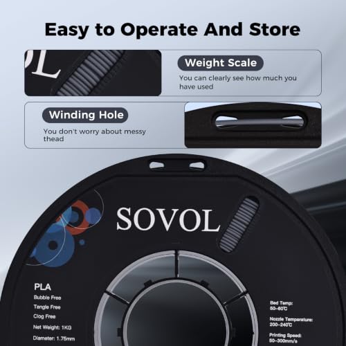 Image of Sovol 3D Printer Matte PLA Filament 1.75mm 1KG (2.2lbs), Smoky Gray