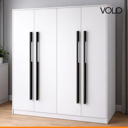 Image of Volo Wardrobe and Cabinet Pull Handle - Versatile Handles for Wardrobes, Drawers, Sliding Closets, and Doors in Kitchens, Offices, and Bedrooms (SAC-35) (Glossy Black, 450MM (18 Inch)) Pack of 1 Piece
