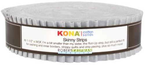 Kona Cotton Solids Ash Skinny Strips 40 1.5-inch Strips Honey Bun Robert Kaufman Fabrics SS-113-40