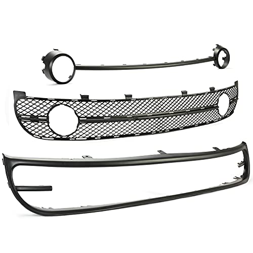 Kojem Bumper Lower Grille Grill Compatible with 2001-2005 Volkswagen New Beetle Hatchback/Convertible Replacement for VW1036104, VW1094111, VW1044102 Front Black Assembly Shell