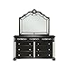 HomeRoots Wood Black Jewel Heirloom Appearance Dresser with Intricate Carvings Mirrored Accents 9 Drawer