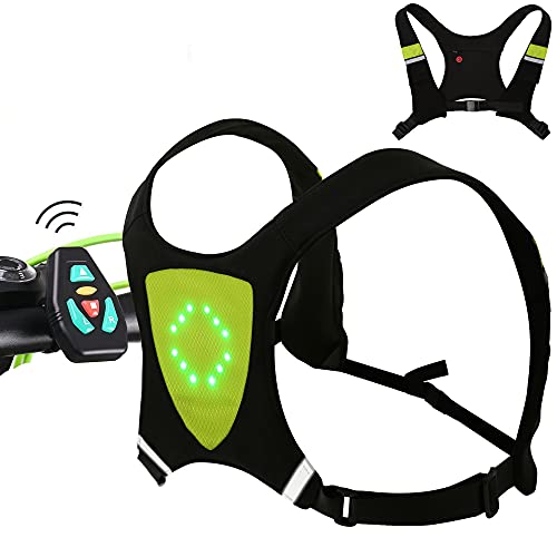 LED-Blinkerweste Fahrradrucksack mit 4 LED-Signalanzeigen, USB Wiederaufladbarer LED Leuchtender Reflektierender Rucksack mit Drahtloser Fernbedienung für Sicheres Radfahren/Laufen/Gehen Bei Nacht Cover