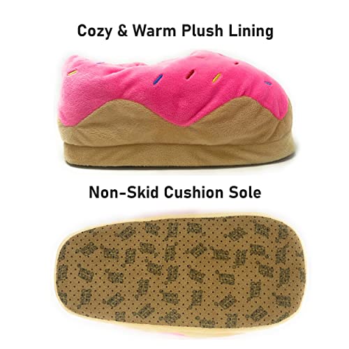Image of ooohyeah Women's Fuzzy Food Hug Slippers, Cute Funny Cozy Non-Slip House Foam Slippers for Women, Donut Judge Me, Fits Sizes 7-8