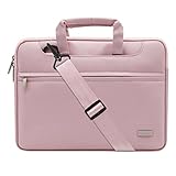 MOSISO Funda Protectora 15-15,6 Pulgadas Compatible con MacBook Pro 16 2022 2021 A2485 / A2141 / Pro 15, Maletin Portatil Bolsa de Hombro Blanda Maletín Bandolera con Cinturón de Carro, Rosa