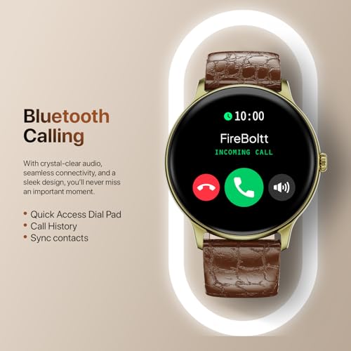 Image of Fire‑Boltt Phoenix Classic Round Smart Watch 1.39″ HD Display with Bluetooth Calling,AI Voice Assistant,SpO2 & Heart Rate Monitor, 120+ Sports Modes,IP67 Waterproof Smart Watch for Men & Women - Brown
