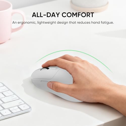 Image of MELOGAGA 3-Mode Wireless Gaming Mouse, 2.4G /Bluetooth 5.4 /USB-C Game Mice with 8 Adjustable DPI, Ergonomic Rechargeable Computer Mouse for PC, Mac, PS5, Tablet -White