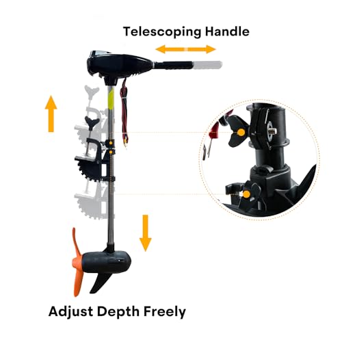 150 LBS Thrust Stepless Speed Electric Outboard Brushless Trolling Motor for Fishing Boats Saltwater Transom Mounted with Adjustable Handle, 24V 29" Shaft - Thumbnail 4