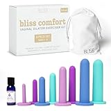 Bliss Comfort 8-Dilator Kit - Premium Soft Silicone - Vaginal Dilators - Pelvic Dilators - Floor Muscle Exerciser Trainer Set - 8 Sizes 1-8 - Bliss Glide Personal Moisturizer Included - $8 Value!