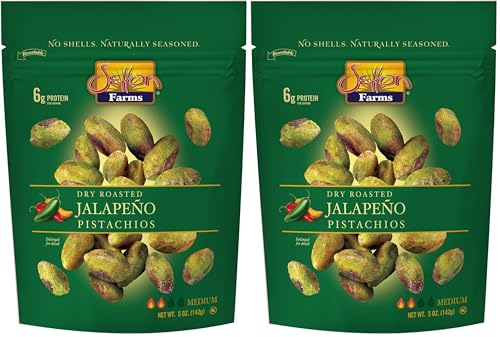 Image of Setton Farms Naturally Seasoned Pistachio Kernels, Jalapeno, No Shell Pistachios, Certified Non-GMO, Gluten Free, Vegan and Kosher, 5 oz Resealable Pouch (Pack of 2)