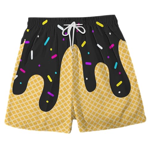 Cañones de natación para niños, Pantalones Cortos de Helado Divertidos con Cintura con cordón, Traje de baño de niños Secos rápidos Transpirables para Summer Beach Water Sport, 2XL