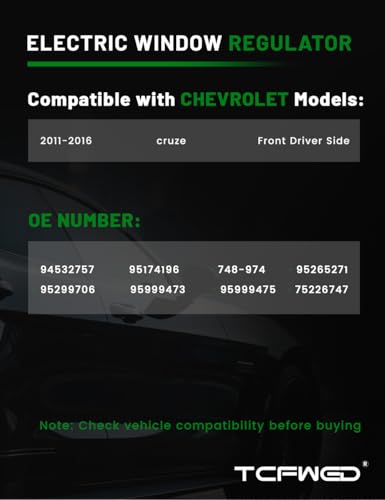 Image of Power Window Regulator with Motor Compatible with Chevrolet Cruze 2011-2015,Chevrole Cruze Limited 2016 Front Driver Side,7-pin,Replace # 748-974 95174196 95265271 95299706 94532757