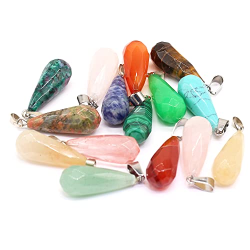 Pendentifs quartz rose et unakite véritables pierres naturelles polies pour collier