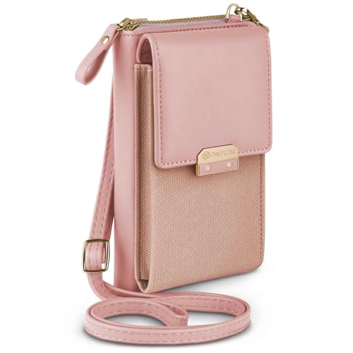 ONEFLOW Bliss Purse für iPhone 16e Handytasche zum Umhängen Damen mit Portemonnaie Handy Umhängetasche mit Geldbörse und Handyfach Kleine Handtasche Rose Pink