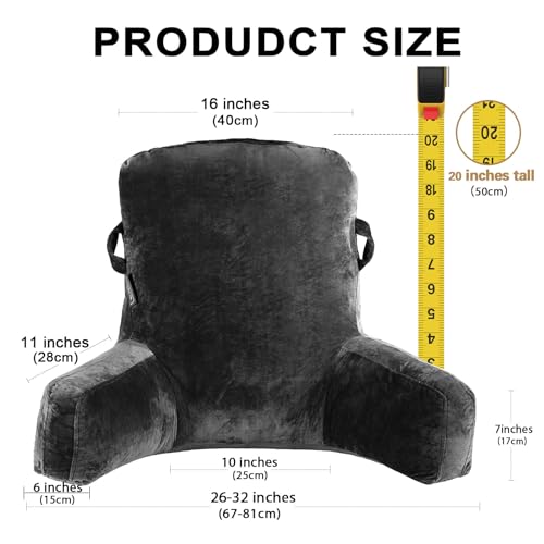 Sliguy D2MS-HK023-01 Reading Pillow Standard Bed Pillow For Sitting In Bed Couch Or Floor-Backrest With Arms Support And Pockets, Adult Back Pillow Bed Chair thumb #3