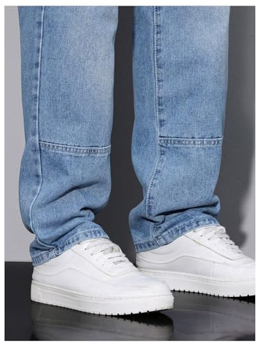 Men's Fashion Denim Pants Zipper Fly Straight Leg Jeans with Pockets3