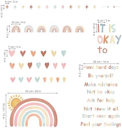 wondever Reading Corner Boho Rainbow Wall Decals Kids Inspirational Quotes It Is Okay to Be Yourself Peel and Stick Wall Art Stickers for Classroom Reading Room Baby Nursery 5 41hQHODLYPL. AC