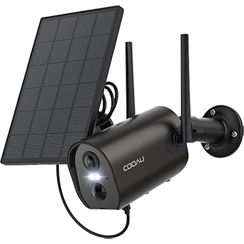 COOAU Überwachungskamera Aussen Akku mit Solarpanel, Kabellos WLAN IP Kamera Cover