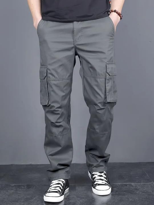 Men’s Cargo Pants | Regular Fit Multi-Pocket Casual Trousers for Men | Stylish Utility Pants with Flap Pockets | Comfortable Everyday Wear (Grey)-image-22