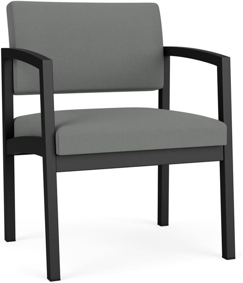 Lenox Steel Reception Waiting Oversize Guest Chair/Black Steel/Light Gray