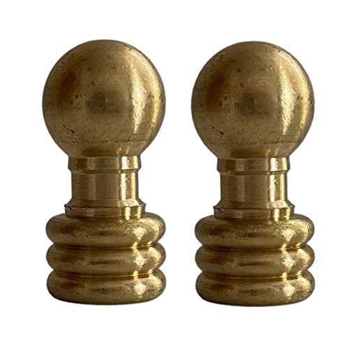 Lamp Finials 2-Pack (Brass, 1-1/8" Tall), Secure Lampshade To Table/Floor Lamps, Decorative Matching Solid Metal Replacement Finial Set, 1/8 & 1/4-27 Ips Pipe Compatible, American Small Business #TOP20