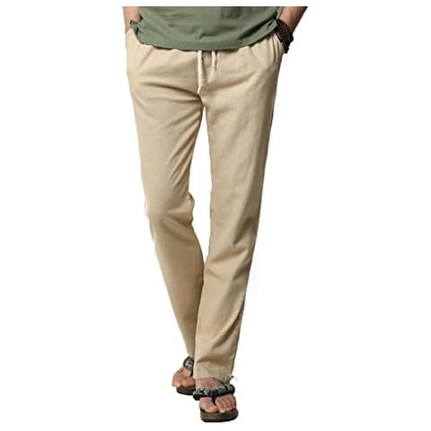 Pantalón de ocio de lino transpirable ZumZup con cordón de ajuste Cover