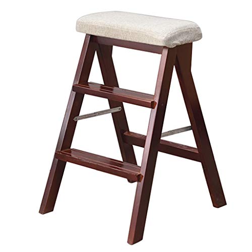 ZLL - Klappstufen Klappbarer Tritthocker 3-stufiger Klapphocker aus Holz, Küchenleiterhocker, Rutschfester klappbarer Treppenstuhl für Erwachsene, Küchen-Tritthocker, Bibliothek und Büro Cover