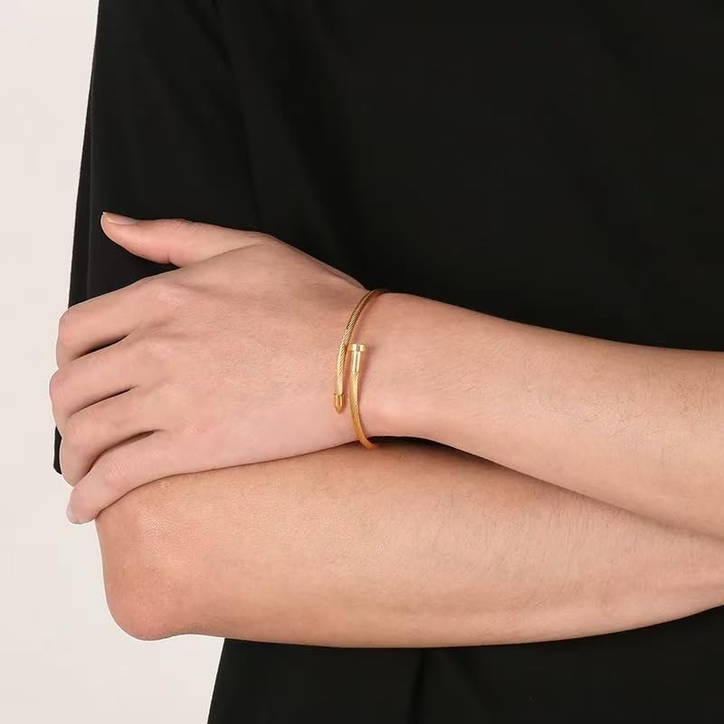 18K Gold Plated Four Leaf Clover Bracelet Bangle Set for Women Stack Bracelets Stainless Steel Bangle Set for Love Trendy Jewelry Gifts for Women (3 Sets(Bracelet,2Bangle))4