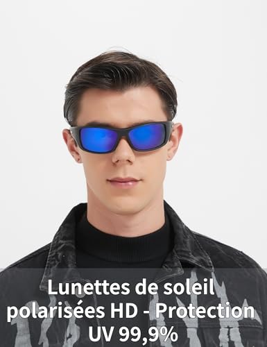 PUKCLAR Lunettes de soleil Homme Polarisées UV400 Monture TR90 Ultralégère – vue 2