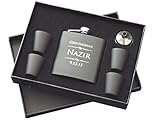 Valuta The Personalized Gift 6 Piece Custom Engraved Flask Gift Set, Black