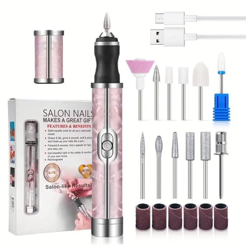 VIVIDRISE - Lijadora para uñas profesional, 12 en 1 lima de uñas eléctrica recargable, 4 velocidades ajustables, lima electrica, kit de manicura pedicura