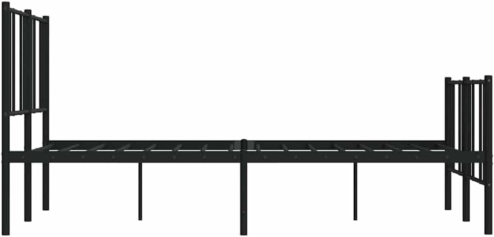 vidaXL 12 Inch Full Metal Bed Frame with Headboard & Footboard, No Box Spring Needed, Noise Free Platform Bed Frame with Steel Slats, Easy Assembly, Under Bed Storage, Minimalist, Black