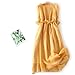 Hfyihgf Summer Cotton Linen Shirt Dresses for Women Elbow Sleeve Pleated Crew Neck High Waist Comfy Casual Long Maxi Dresses Yellow