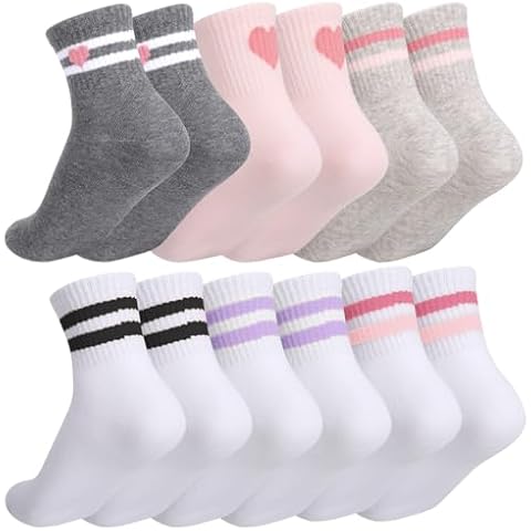 Zuimei 6 Pairs Kids Retro Sports Socks Cover